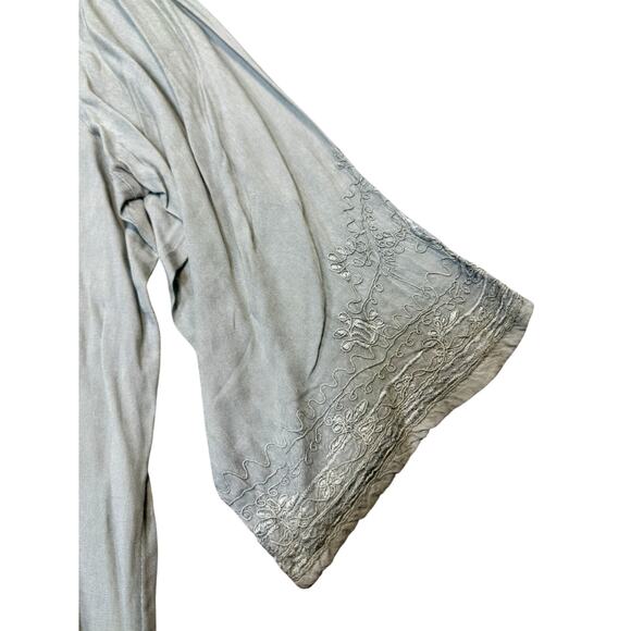 Embroidered Boho pullover tunic top gray - Picture 3 of 7